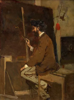 Selbstbildnis Hans Makart vor Staffelei by Hans Makart Oil Painting