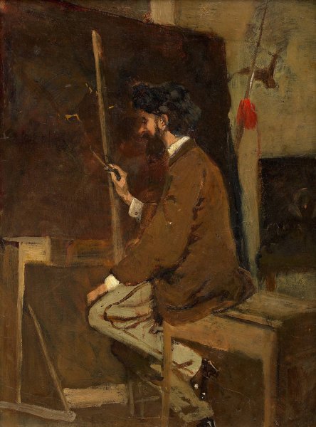 Main Product Photo of Selbstbildnis Hans Makart vor Staffelei  Painting by Hans Makart