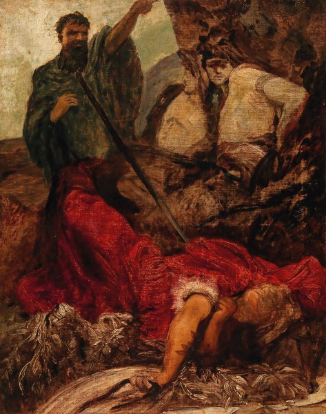 Main Product Photo of The Death of Siegfried, the Giant Hagen Throwing Siegfried into a Gorge Painting by Hans Makart