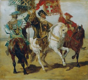 Three Mounted Standard Bearers by Hans Makart Oil Painting