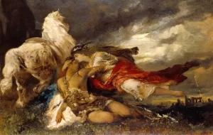 Valkyrie and a Dying Hero by Hans Makart Oil Painting