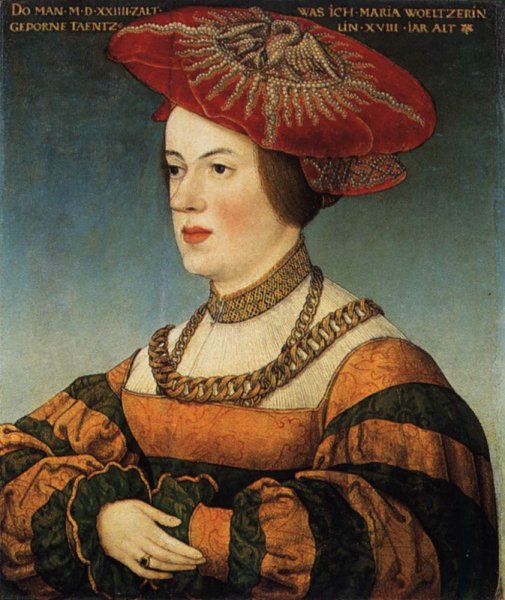 Portrait of Maria Welzer, nee Tanzel by Hans Maler - Hand-Painted Oil Painting Reproduction