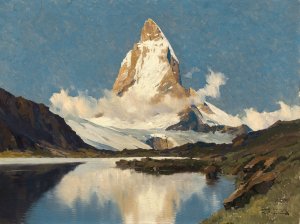 Matterhorn und Riffelsee by Hans Maurus Oil Painting
