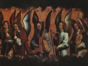 Musician Angels One Portion of a Triptych by Hans Memling - Oil Painting Reproduction