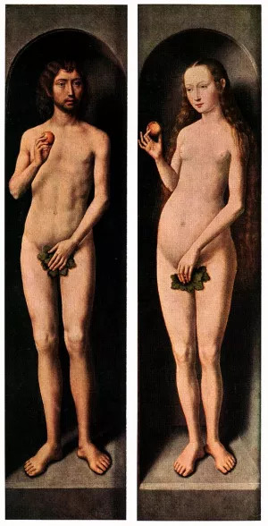 Adam and Eve Oil painting by Hans Memling