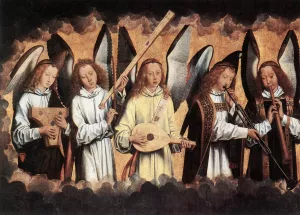 Angel Musicians Left Panel painting by Hans Memling