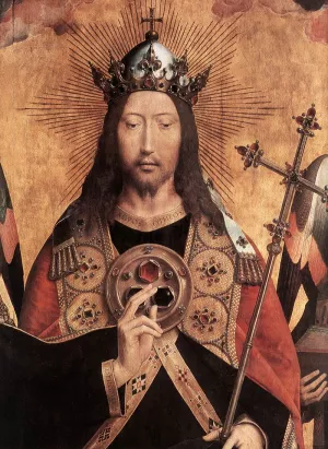 Christ Surrounded by Musician Angels Detail painting by Hans Memling
