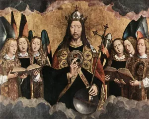 Christ Surrounded by Musician Angels Oil painting by Hans Memling