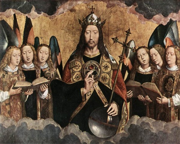 Main Product Photo of Christ Surrounded by Musician Angels Painting by Hans Memling