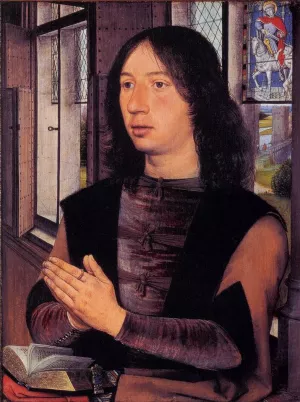 Diptych of Maarten Nieuwenhove Right Panel by Hans Memling Oil Painting