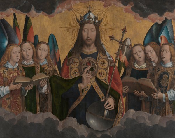 Main Product Photo of God the Father with Singing Angels  Painting by Hans Memling