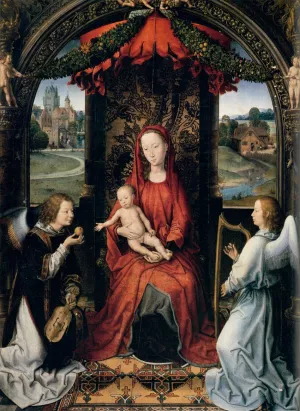 Madonna Enthroned with Child and Two Angels painting by Hans Memling
