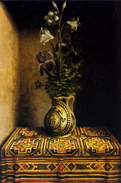 Main Product Photo of Marian Flowerpiece Painting by Hans Memling