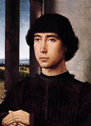 Portrait of a Man at a Loggia by Hans Memling - Oil Painting Reproduction