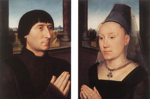 Portraits of Willem Moreel and His Wife by Hans Memling - Hand-Painted Oil Painting Reproduction