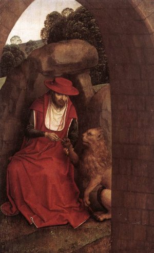 St Jerome and the Lion Oil painting by Hans Memling