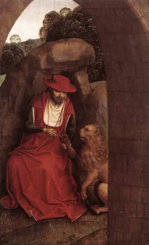 St Jerome and the Lion Oil painting by Hans Memling