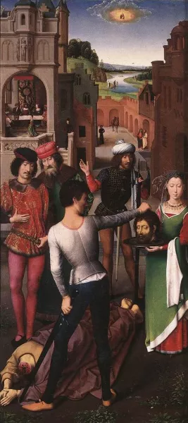 St John Altarpiece Left Wing by Hans Memling - Oil Painting Reproduction