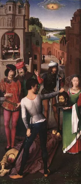 St John Altarpiece Left Wing Oil painting by Hans Memling