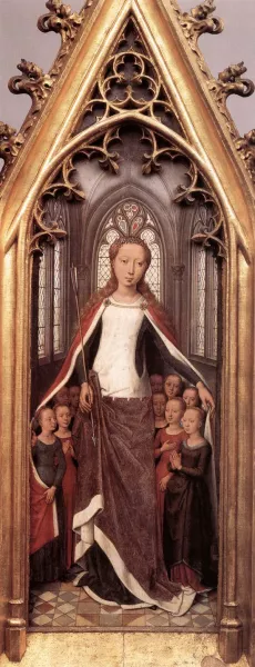 St Ursula Shrine: St Ursula and the Holy Virgins by Hans Memling - Oil Painting Reproduction