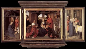 Triptych of Jan Floreins Oil painting by Hans Memling