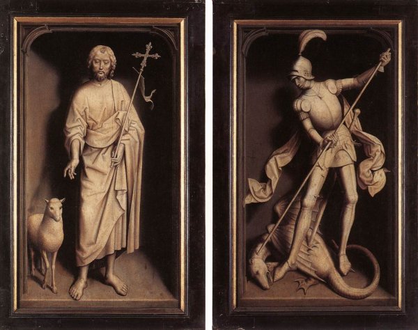 Triptych of the Family Moreel Closed by Hans Memling - Hand-Painted Oil Painting Reproduction