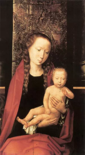 Virgin and Child Enthroned Detail 1 by Hans Memling Oil Painting