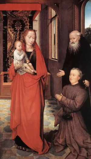 Virgin and Child with St Anthony the Abbot and a Donor by Hans Memling - Oil Painting Reproduction
