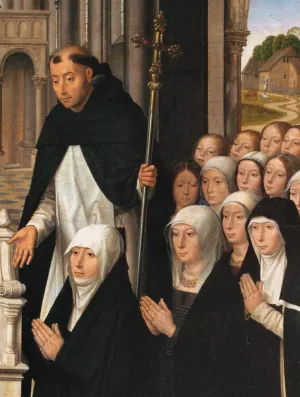 Virgin and Child with Sts James and Dominic Detail by Hans Memling - Oil Painting Reproduction