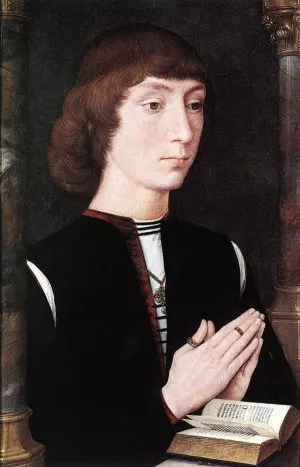 Young Man at Prayer by Hans Memling Oil Painting