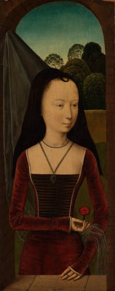 Young Woman with a Pink by Hans Memling Oil Painting