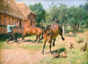 Kade heste Oil painting by Hans Michael Therkildsen