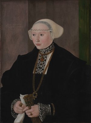 Portrait of Maria Kitscher, Frau von Freyberg by Hans Mielich Oil Painting