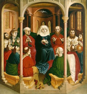 The Descent of the Holy Spirit by Hans Multscher Oil Painting