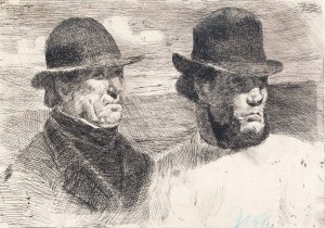 De to fyrkarle by Hans Nikolaj Hansen Oil Painting