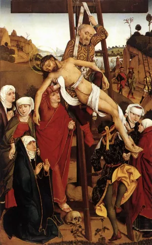 Crucifixion of the Hof Altarpiece by Hans Pleydenwurff Oil Painting