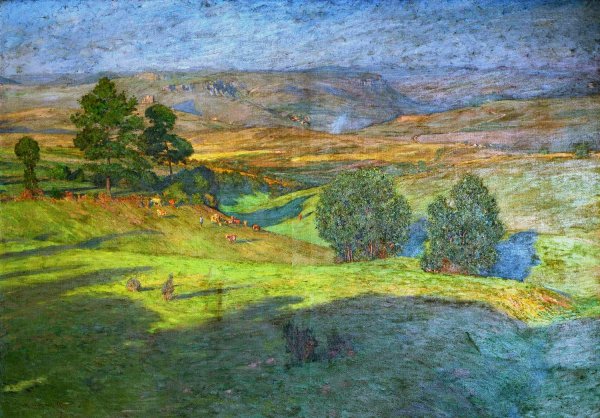 Main Product Photo of Highland landscape at sunset  Painting by Hans Richard Von Volkmann
