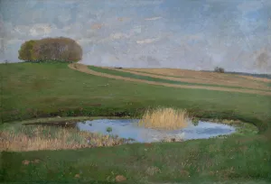 Sommerlandschaft mit einem Tumpel by Hans Richard Von Volkmann Oil Painting