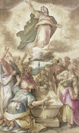 Assumption of Mary by Hans Rottenhammer Oil Painting