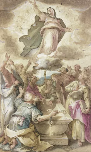 Assumption of Mary by Hans Rottenhammer Oil Painting