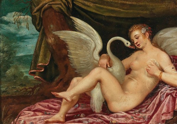 Leda and the Swan by Hans Rottenhammer - Hand-Painted Oil Painting Reproduction