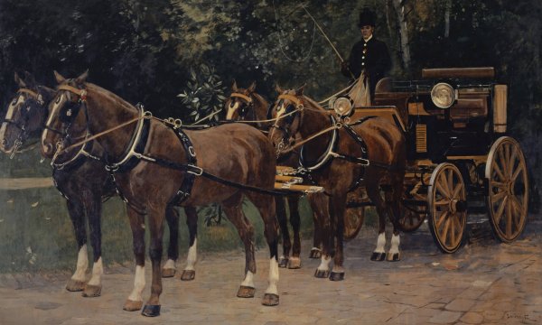 A Four-in-Hand  by Hans Sandreuter - Hand-Painted Oil Painting Reproduction