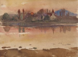 Sonnenuntergang by Hans Sandreuter Oil Painting
