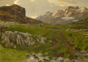 View from Frutt toward the Titlis by Hans Sandreuter Oil Painting