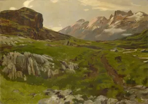 View from Frutt toward the Titlis by Hans Sandreuter Oil Painting