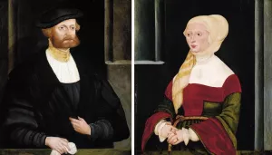 Portraits of a Gentleman and a Lady by Hans Schoepfer The Elder - Oil Painting Reproduction