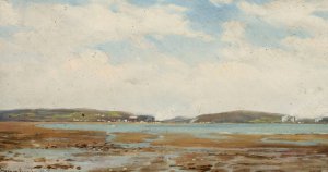 Waterside landscape by Hans Schleich Oil Painting