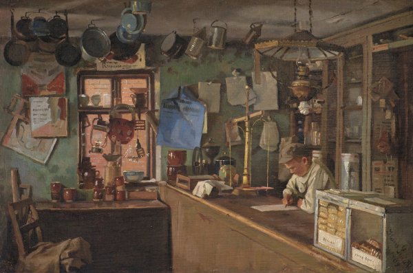 A Country Grocer  by Hans Smidth - Hand-Painted Oil Painting Reproduction