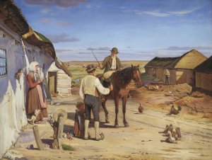 A Stranger Asking his Way at a Farm on the Moors by Hans Smidth Oil Painting
