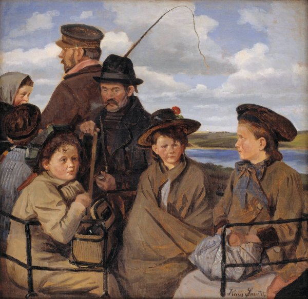 I dagvognen. Kunstnerens broderborn  by Hans Smidth - Hand-Painted Oil Painting Reproduction